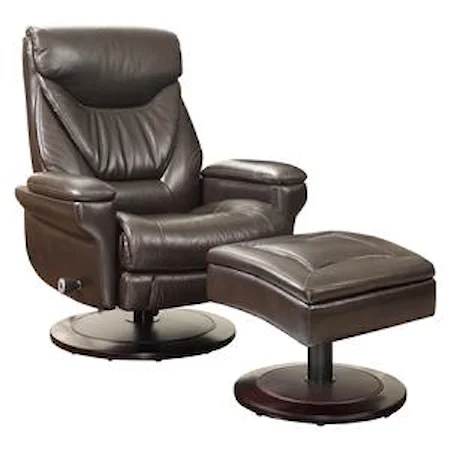 Casual Reclining Pedestal Chair and Storage Ottoman